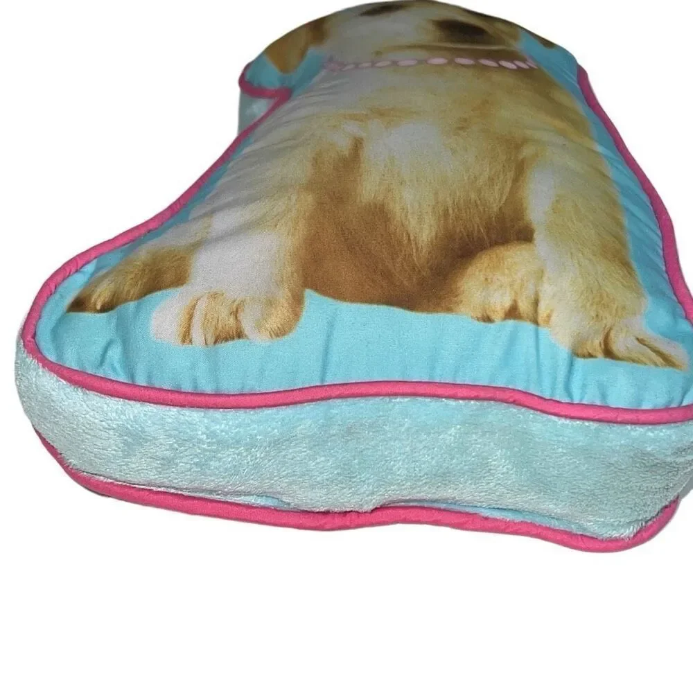 Jay Franco And Sons Blue Pink Tan golden retriever Print Pillow 100% Polyester 8